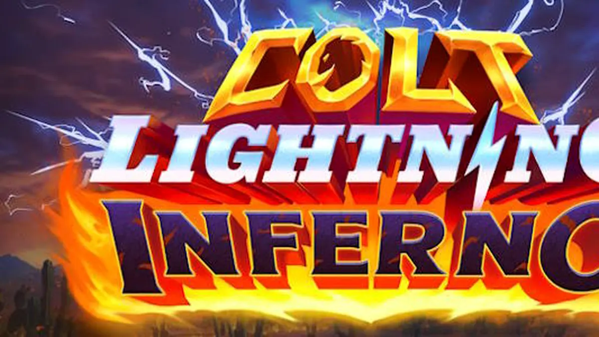 Tampilan visual slot Colt Lightning Inferno dengan elemen api dan petir yang dramatis
