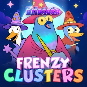 Tampilan visual permainan slot Frenzy Clusters dengan grid 7x7 yang dinamis